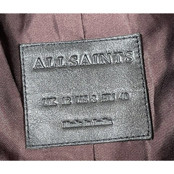 ALLSAINTS BALFERN LEATHER BIKER JACKET DEEP BERRY SIZE 8.US/12.UK/40.EU $569 - Picture 13 of 15